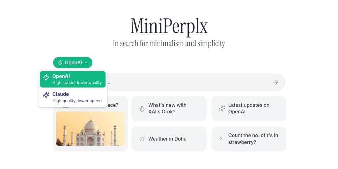 محرك البحث المجاني المدعوم بال AI بمنصة Miniperplx