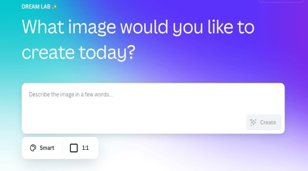 واجهة تطبيق Dream Lab الجديد في Canva لإنشاء الصور والتصميمات بالذكاء الاصطناعي
