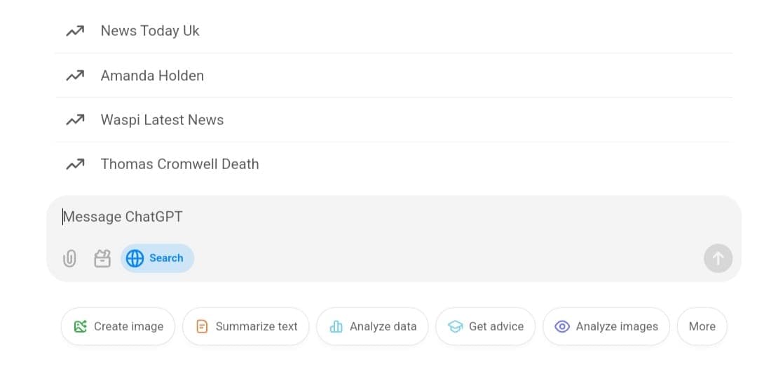 واجهة منصة ChatGPT تتضمن ميزة البحث عبر الإنترنت ChatGPT search ،الذي أصبح متاحًا لجميع المستخدمين