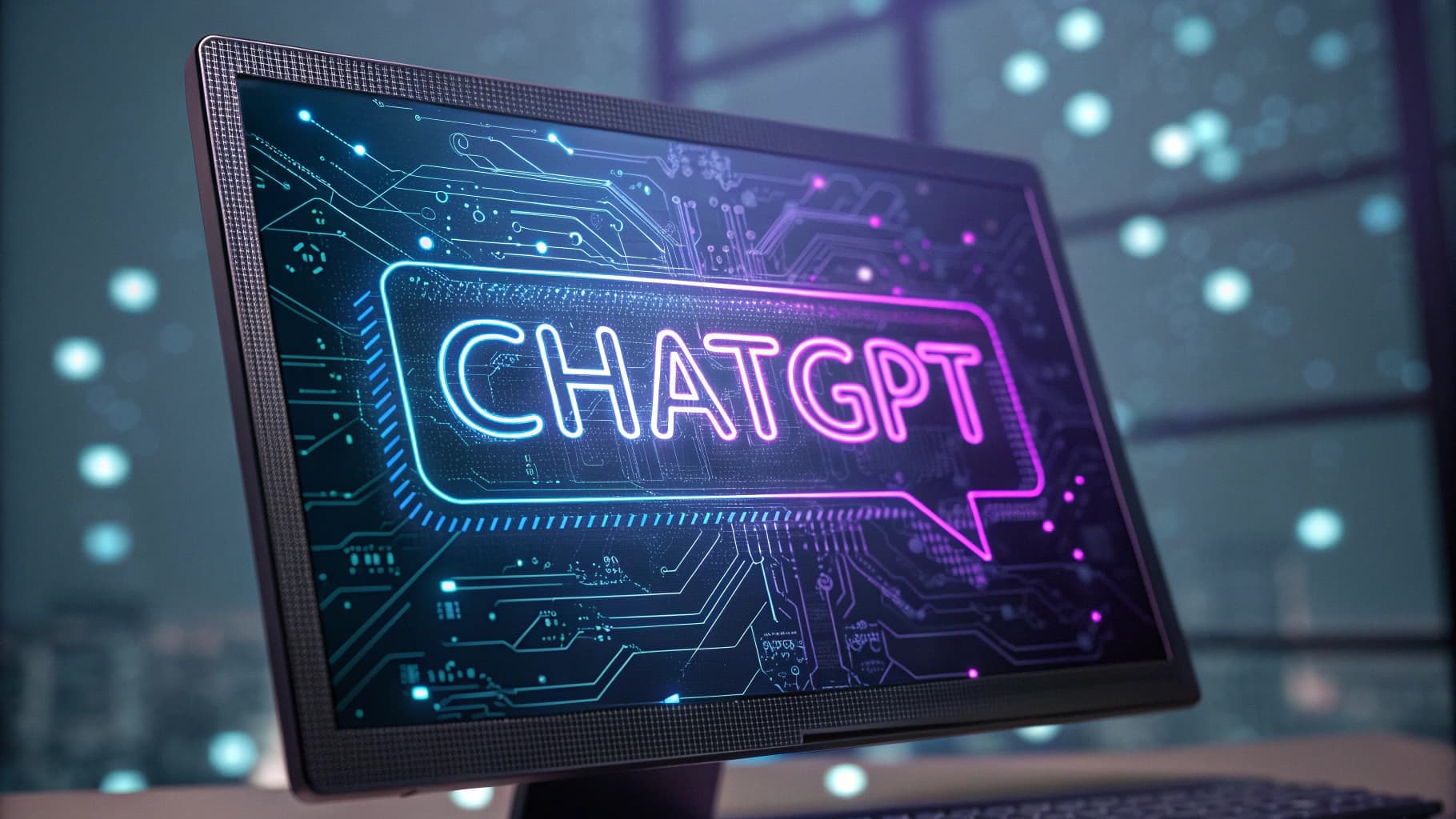 شعار ChatGPT على شاشة الكمبيوتر، يمثل أخطاء روبوتات الدردشة الذكية في تلخيص الأخبار بناءً على دراسة بي بي سي.