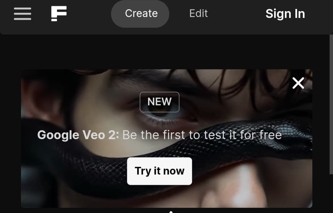 واجهة نموذج Veo 2 داخل منصة Freepik