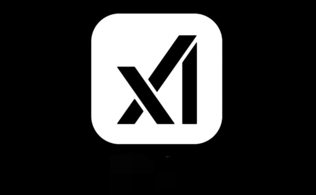 xAI company logo displayed on a black background
