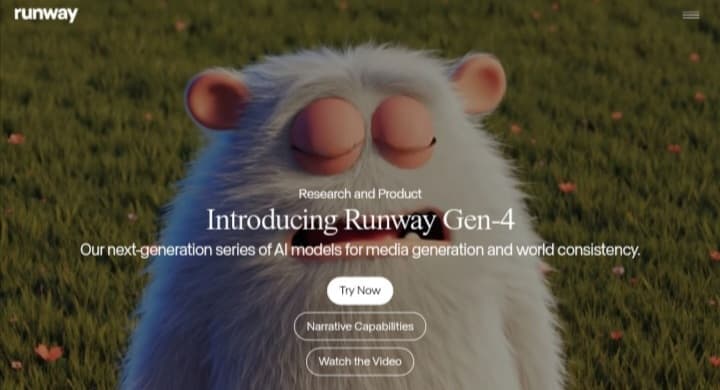 واجهة نموذج تصميم الفيديو بالذكاء الاصطناعي Gen-4 على منصة Runway