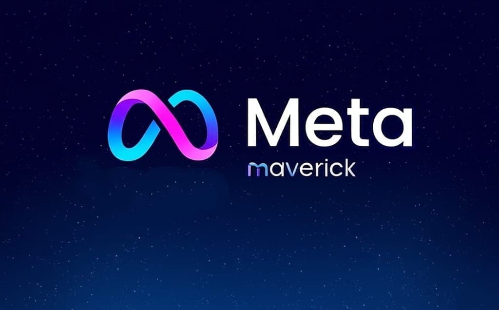 Official Meta logo with the word Maverick over a cosmic background, referencing the Llama 4 AI model at the heart of performance test debates.