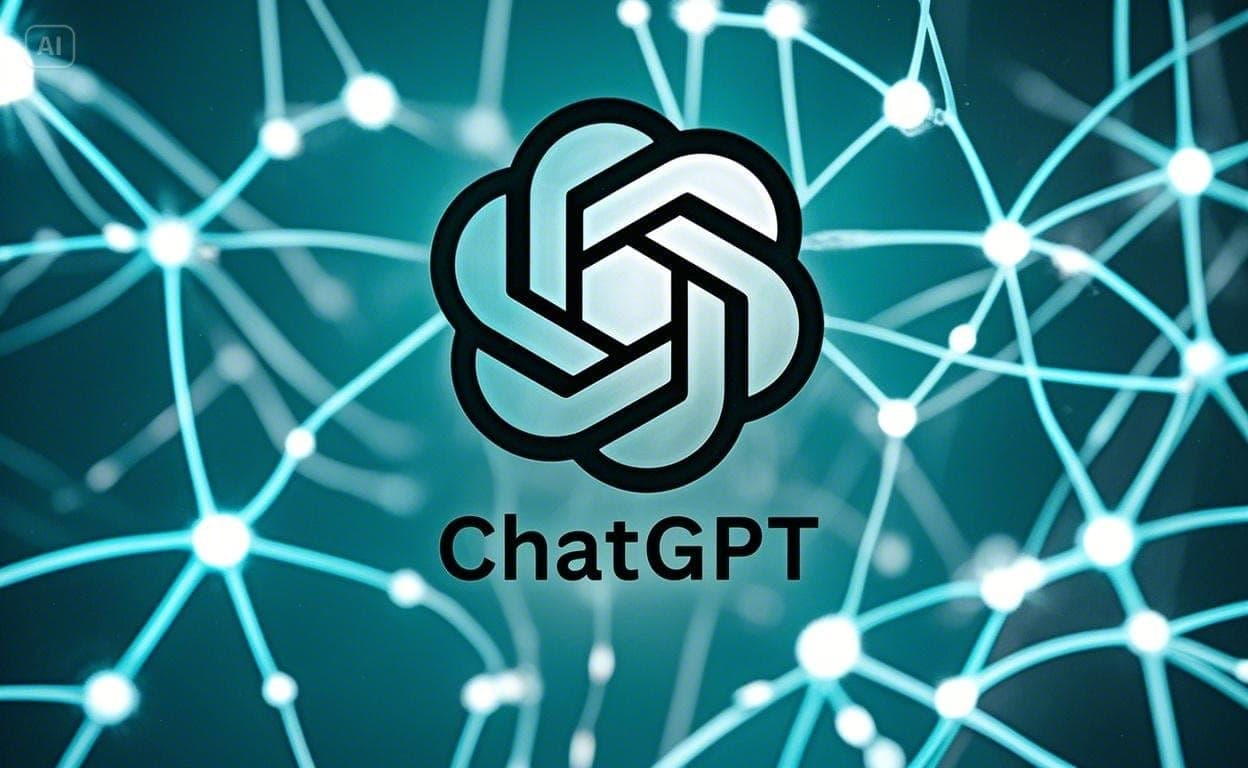 شعار شركة OpenAI مع ChatGPT على خلفية خضراء جذابة