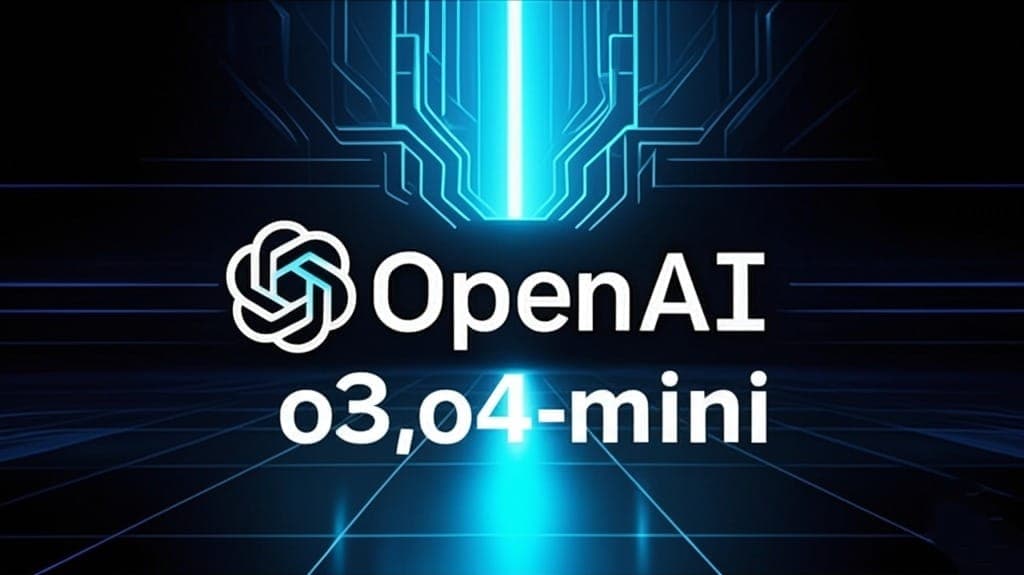 OpenAI logo and the text "o3, o4-mini" on a blue tech background, representing the launch announcement of OpenAI's new AI models.