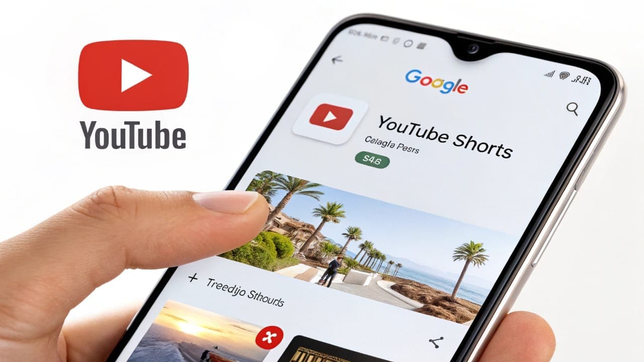 Illustrative example of using Google Lens to search for a dog appearing within a YouTube Short.