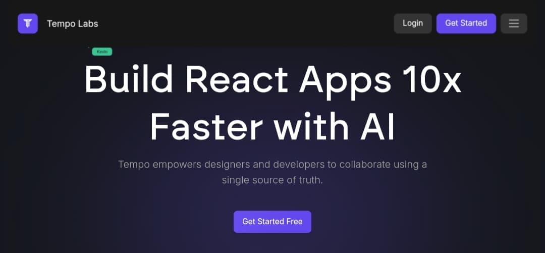 Tempo Labs interface for building React apps with AI.