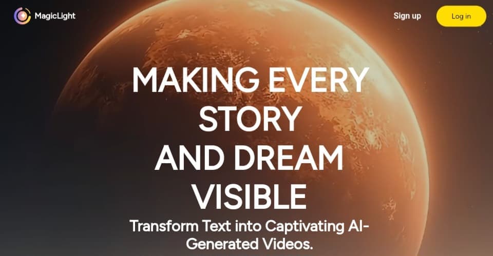 واجهة منصة MagicLight AI لتحويل النص إلى فيديو بالذكاء الاصطناعي
