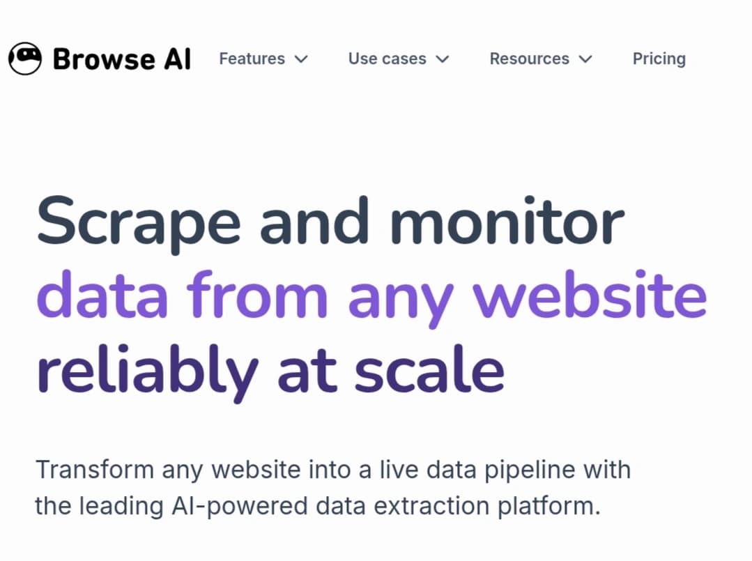 واجهة منصة Browse AI لجمع بيانات الويب وأتمتة مراقبة المواقع دون كتابة كود برمجي