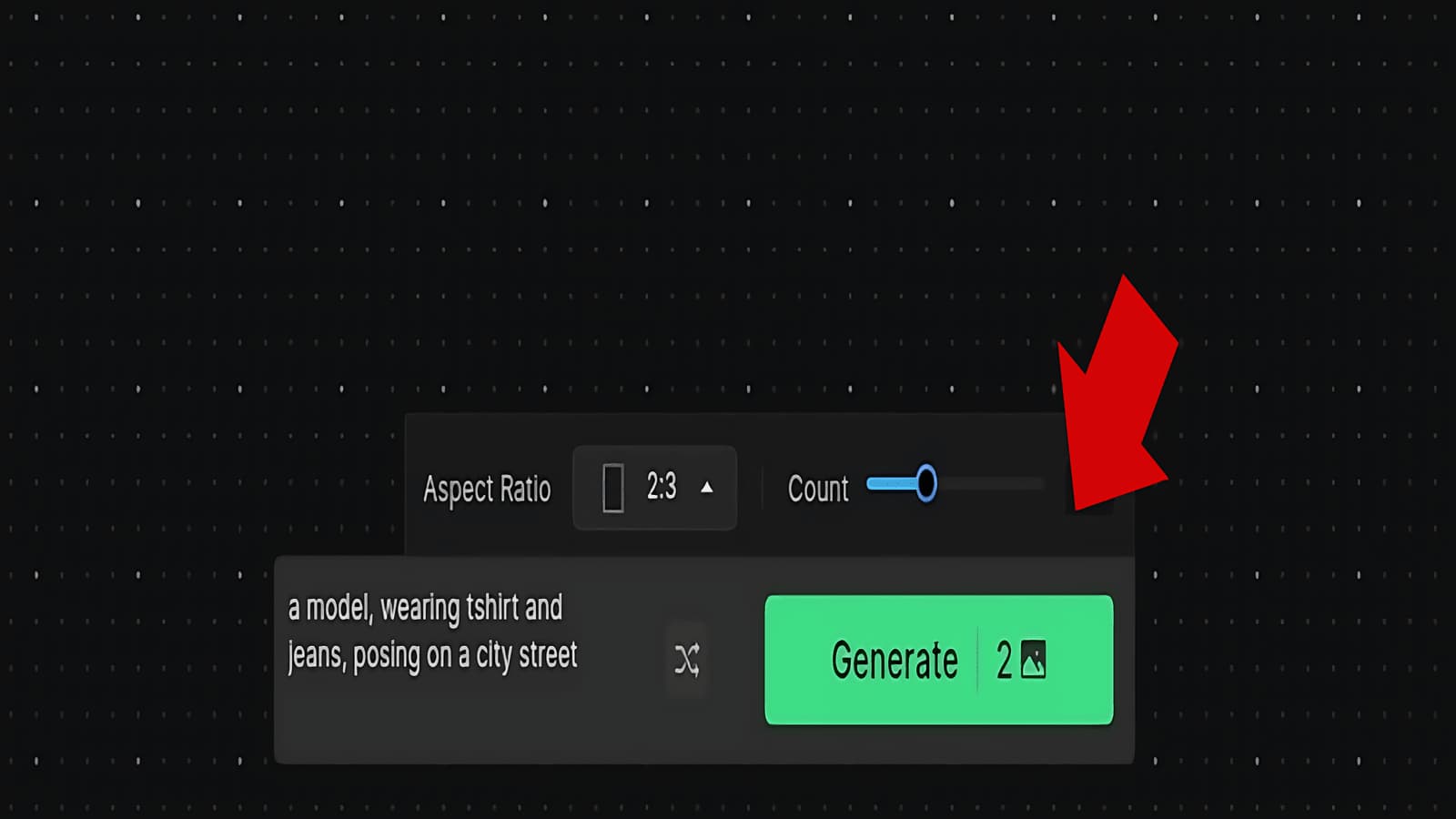 Generate AI Character الضغط على "Generate" لتصميم صورة الشخصية الجديدة