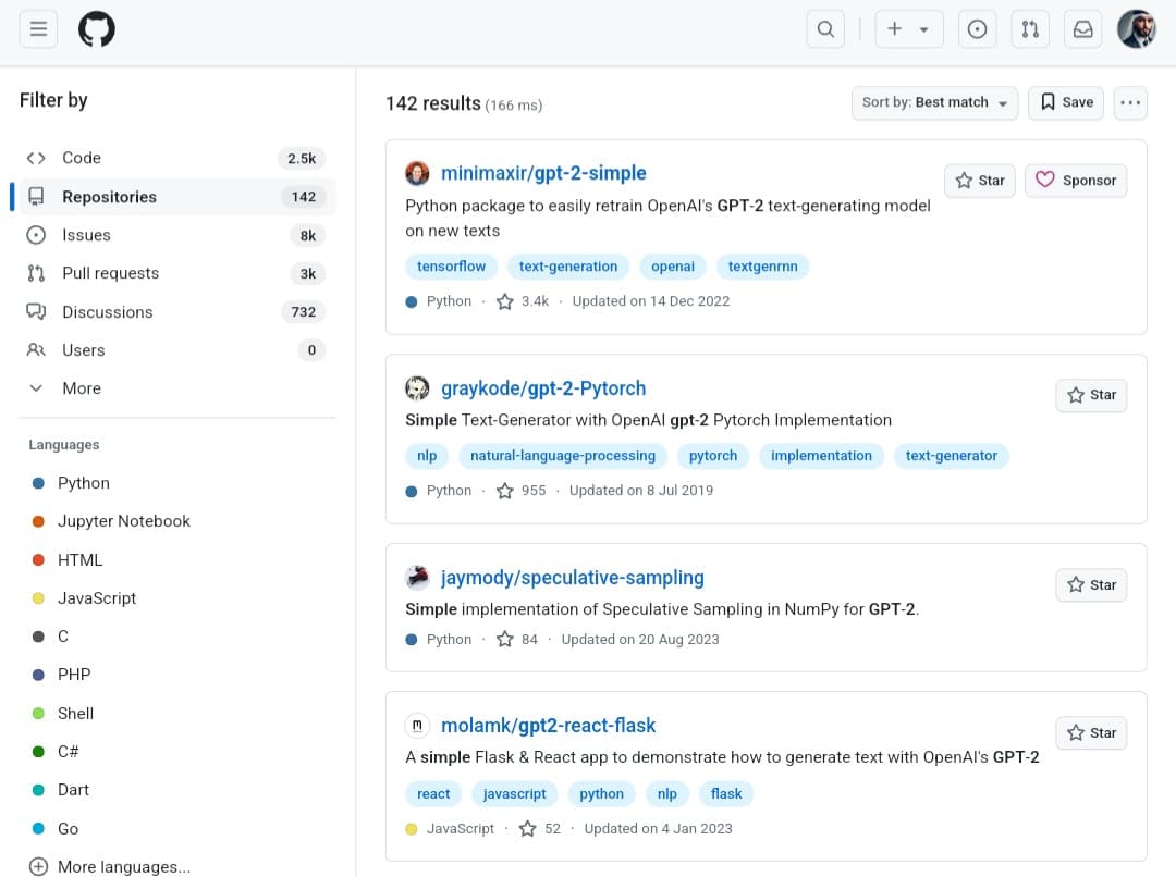 github-filters-ai-projects نتائج البحث و الفلاتر في GitHub لمشاريع الذكاء الاصطناعي