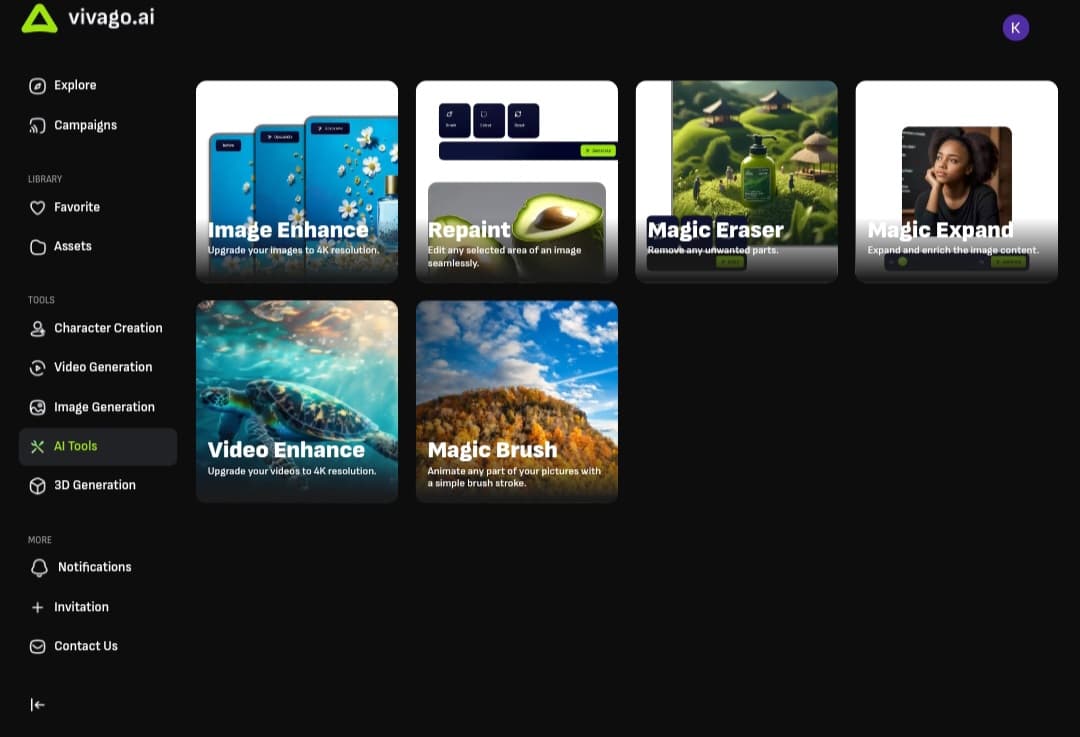 Image and video editing tools vivago.ai AI tools for editing and enhancing images and videos.