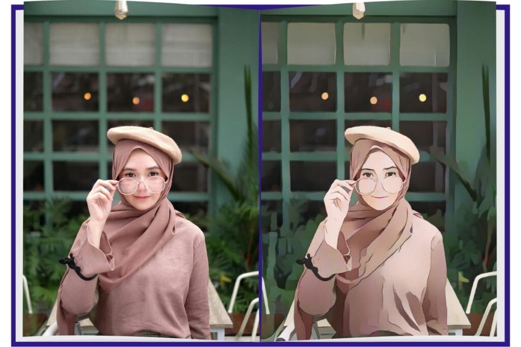 Cartony AI cartoon generator – a photo of a girl transformed into a unique cartoon drawing"