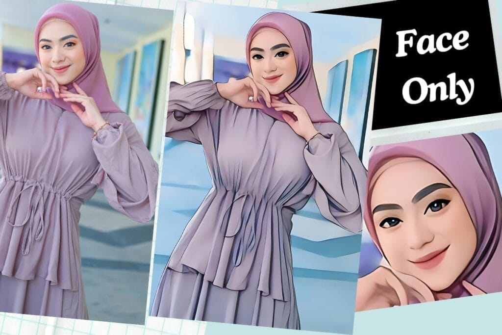 Digiton-face-only-feature Two Cartoon Images Generated by Digitoon with and Without the Face-Only Feature