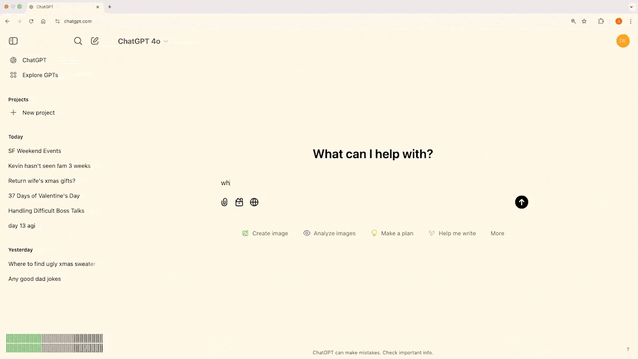 ChatGPT search مثال على استخدام خاصية ChatGPT Search