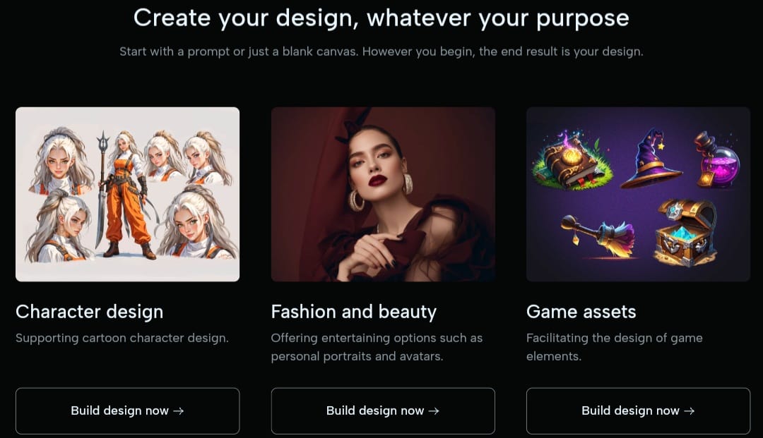 بعض أدوات منصة Dreamina مثل تصميم الشعارات والرموز
