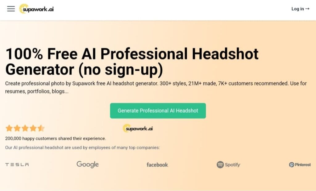 Supawork Free AI headshot generator: تصميم صور شخصية بالذكاء الاصطناعي مجانًا