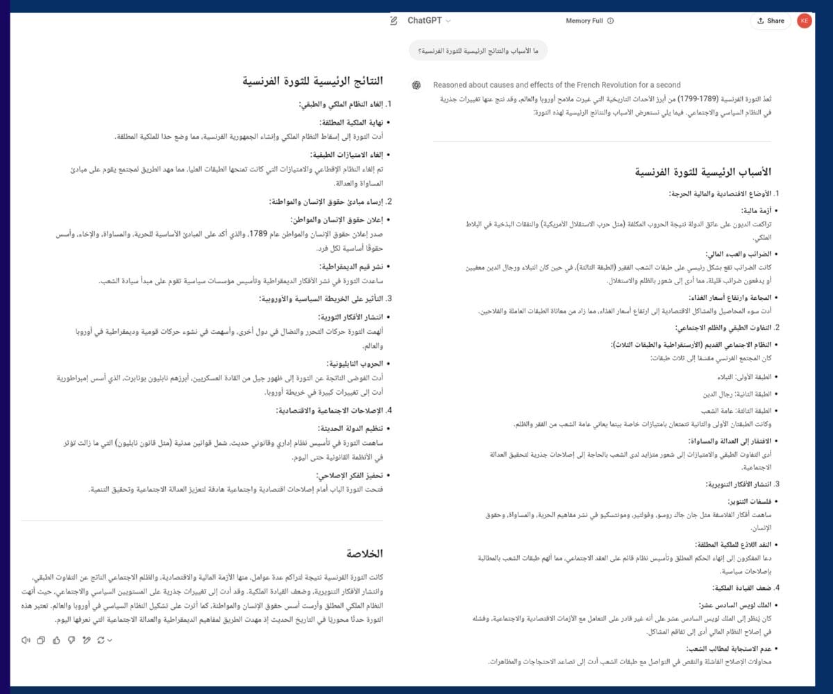تحليل أسباب ونتائج الثورة الفرنسية باستخدام o3-mini اختبار في التاريخ، o3-mini يقدم تحليلًا تاريخيًا للثورة الفرنسية