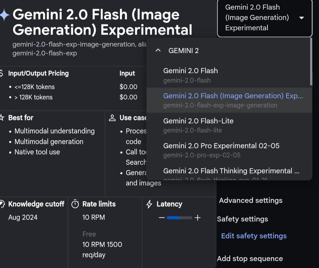 مزايا نموذج Gemini 2.0 Flash Experimental وحدود الاستخدام في Google AI Studio مزايا برنامج Gemini 2.0 Flash (image generation) Experimental وحدود الاستخدام في Google AI Studio
