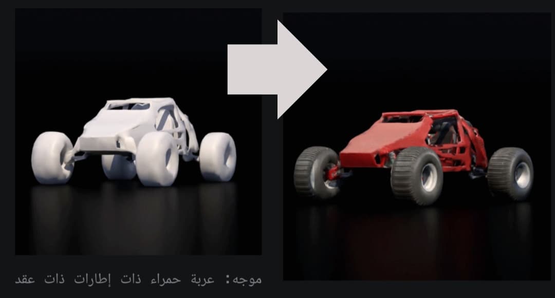 Roblox cube 3d نتيجة تحويل عربة بيضاء إلى حمراء في شكل ثلاثي الأبعاد بناء على مطالبة نصية