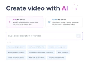 Renderforest interface for converting text to video using AI