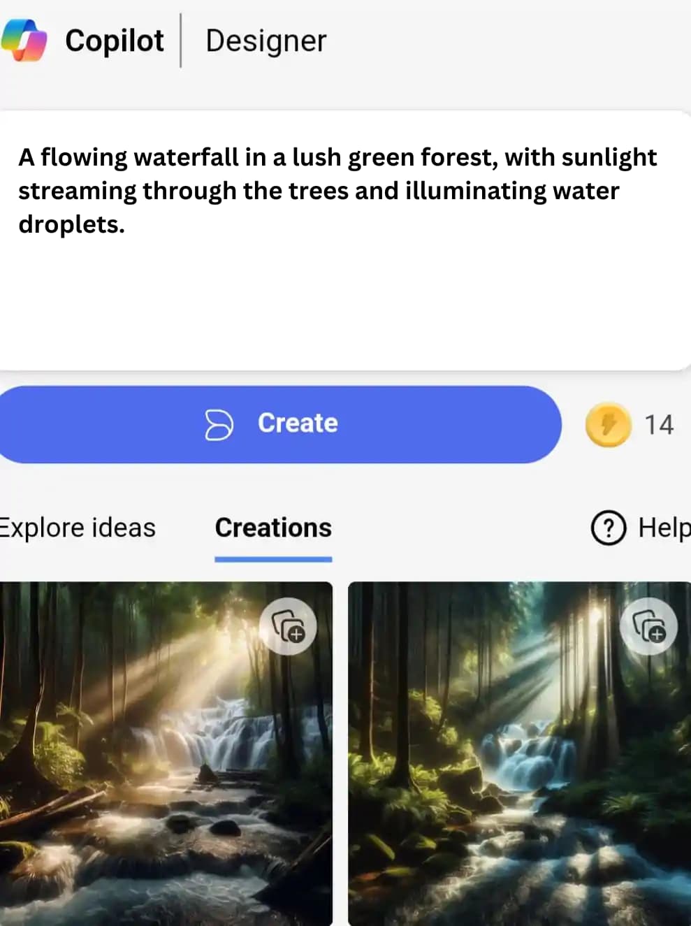 Generating an AI image using Bing Image Creator.