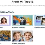منصة aiease.ai، تظهر العديد من أدوات الذكاء الاصطناعي المجانية التي يقدمها مثل تعديل الصور، ومعالجة واستعادة الصور القديمة مجانًا