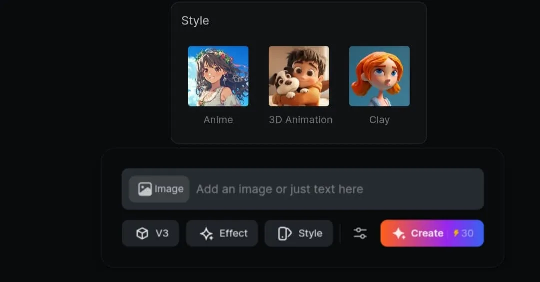 PixVerse AI styles Styles offered by PixVerse for video design