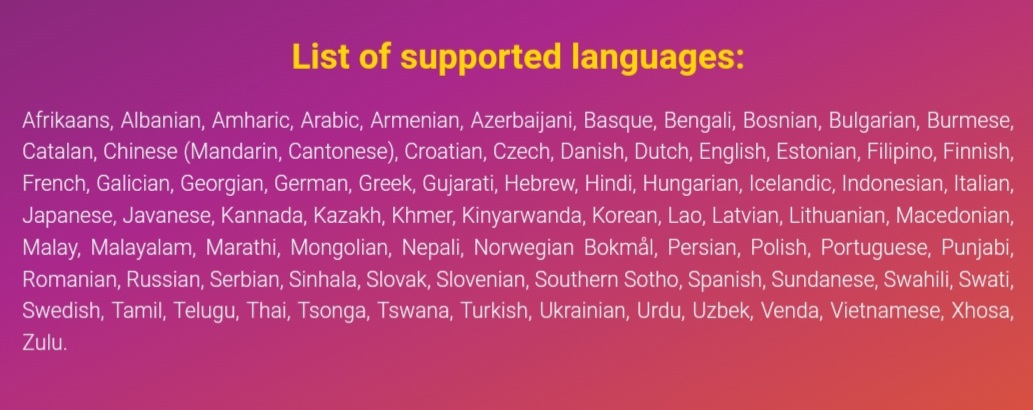 SpeechTexter languages support AI-powered speech-to-text conversion in over 70 languages